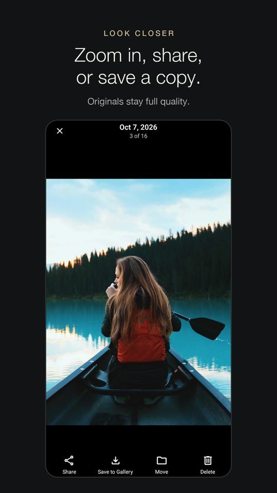 Photo viewer: zoom in, share or save a copy